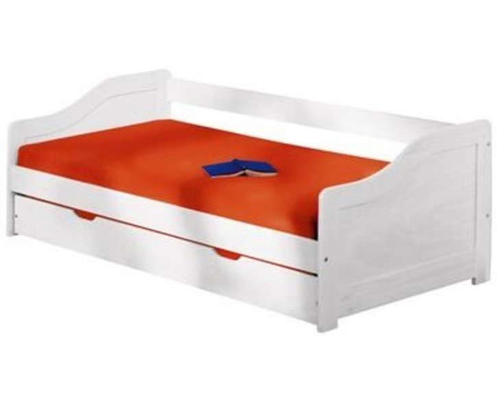 Posteľ jednolôžko s prístelkou IA8808B, masiv borovica, biela Posteľ jednolôžko s prístelkou IA8808B, masiv borovica, biela