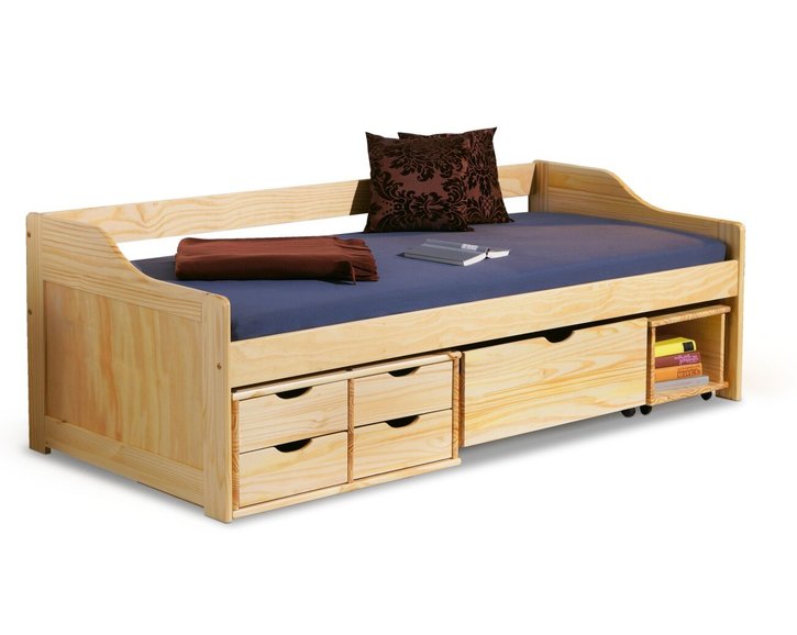 Posteľ s úložným priestorom IA8809 90x200, masiv borovica