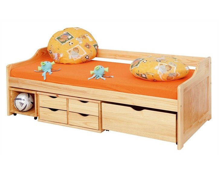 Posteľ s úložným priestorom IA8809 90x200, masiv borovica