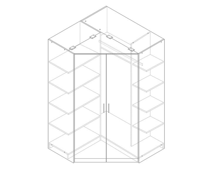 Rohová šatníková skriňa dvojdverová IA11550, buk Rohová šatníková skriňa dvojdverová IA11550, buk