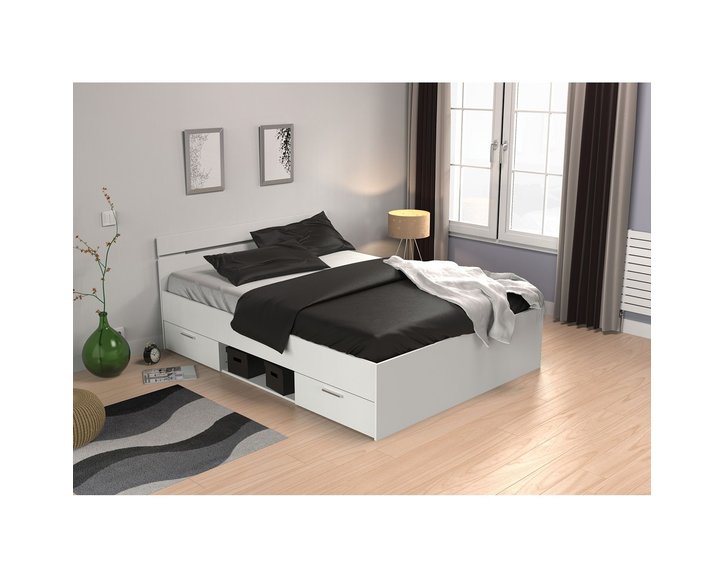 Multifunkčná posteľ s úložným priestorom Michigan 140x200, lamino, biela Multifunkčná posteľ s úložným priestorom Michigan 140x200, lamino, biela