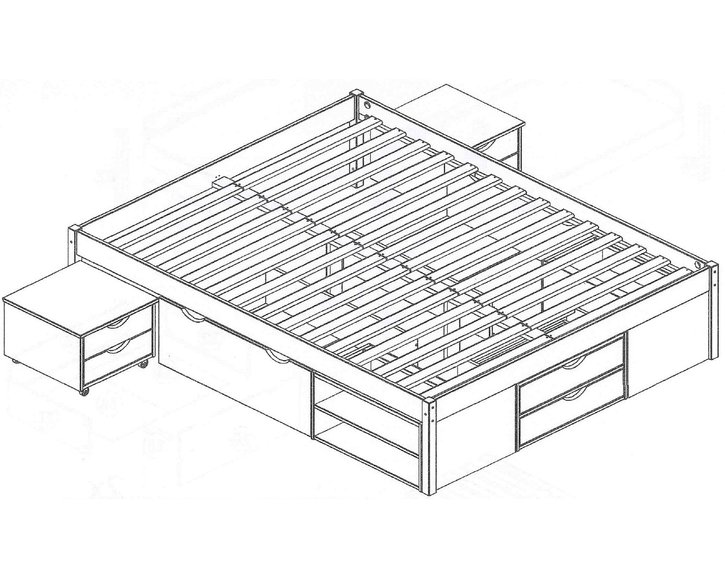 Manželská posteľ s úložným priestorom IA8803, IA8804 160x200, 180x200, masiv borovica