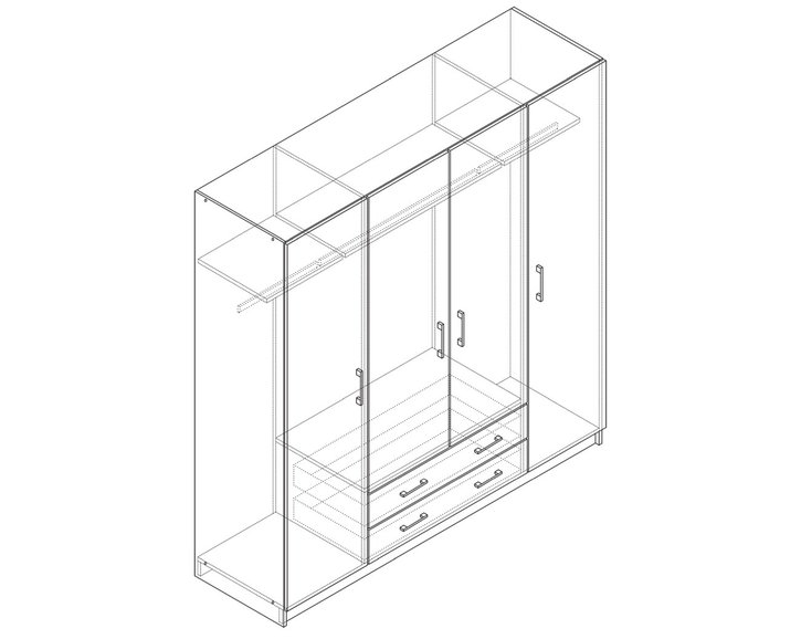 Šatníková skriňa štvordielna IA11540, buk