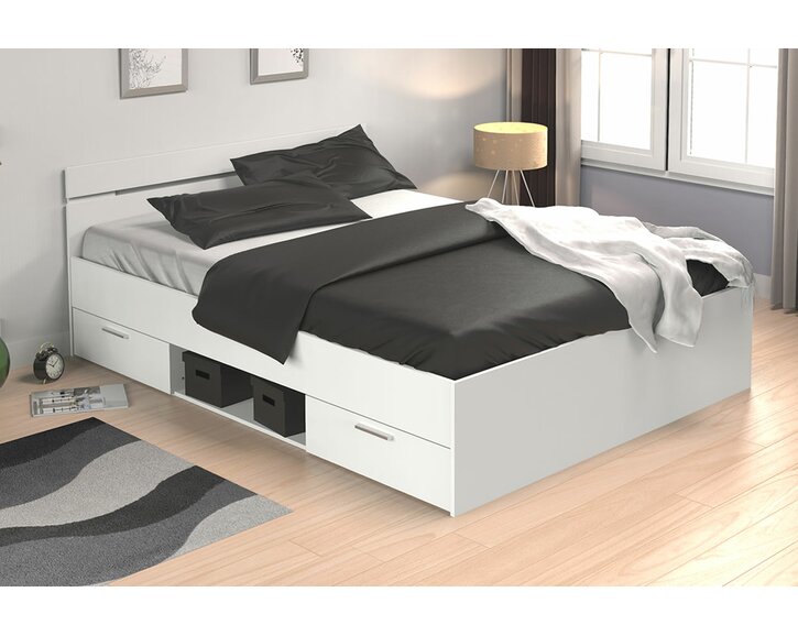 Multifunkčná posteľ s úložným priestorom Michigan 140x200, lamino, biela Multifunkčná posteľ s úložným priestorom Michigan 140x200, lamino, biela