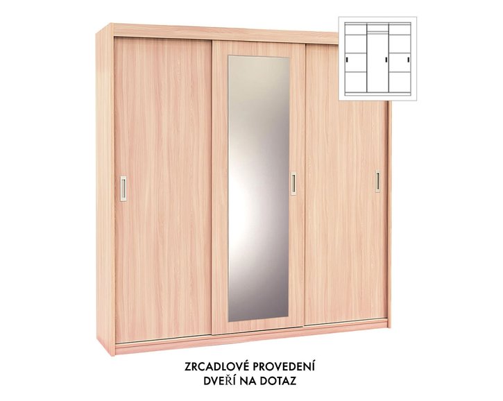 Kombinovaná skriňa s posuvnými dverami EVITA 20-2, šírka 200 cm Kombinovaná skriňa s posuvnými dverami EVITA 20-2, šírka 200 cm