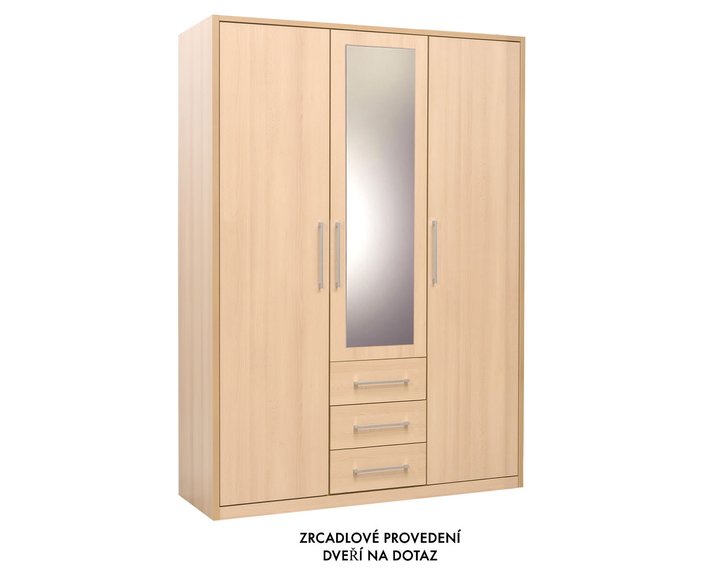 Trojdverová kombinovaná skriňa ZORIA 3, šírka 120 cm Trojdverová kombinovaná skriňa ZORIA 3, šírka 120 cm