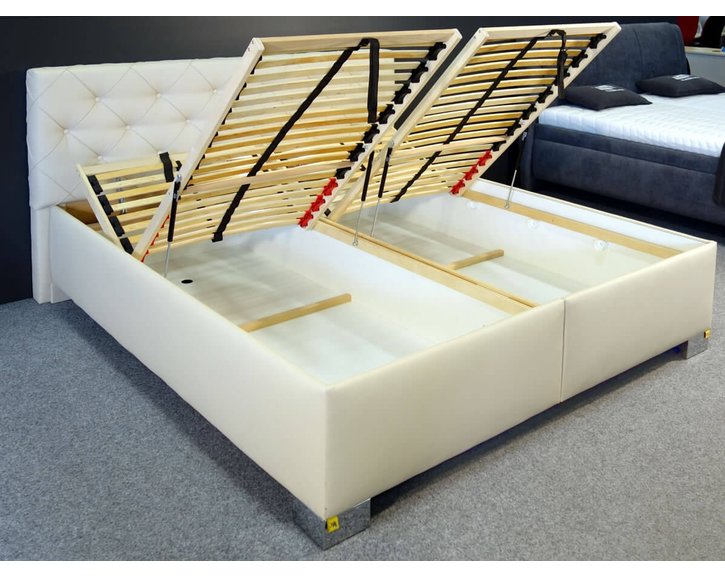 Vyvýšená čalúnená posteľ s úložným priestorom Marineta