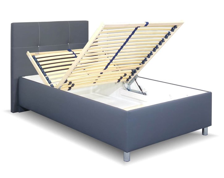 Čalúnená posteľ s úložným priestorom Crissy, 90x200, tmavo šedá