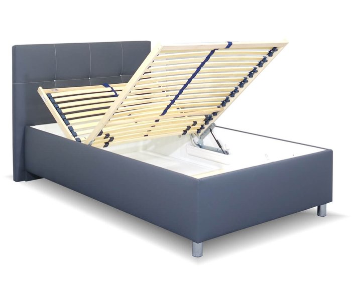 Čalúnená posteľ s úložným priestorom Crissy, 120x200, tmavo šedá