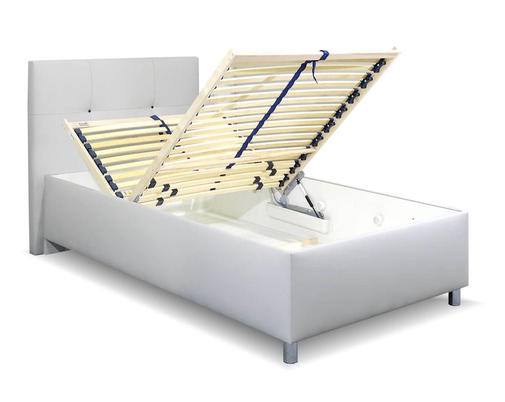 Čalúnená posteľ s úložným priestorom Crissy, 90x200, svetlo šedá