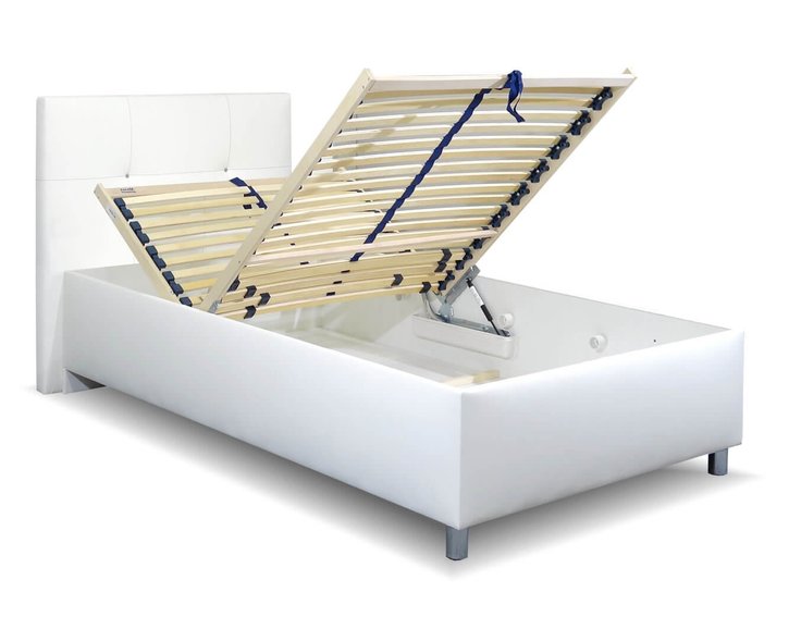 Čalúnená posteľ s úložným priestorom Crissy 90x200, biela