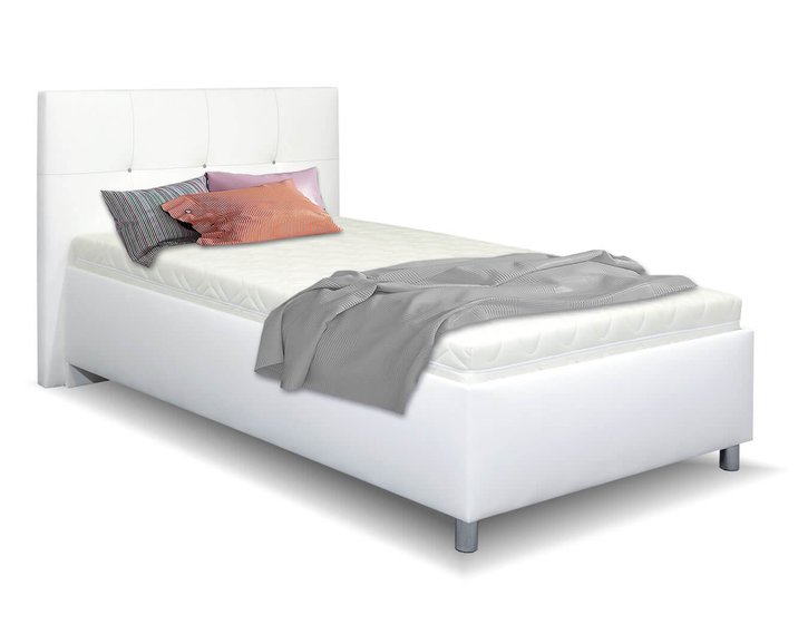 Čalúnená posteľ s úložným priestorom Crissy, 120x200, biela