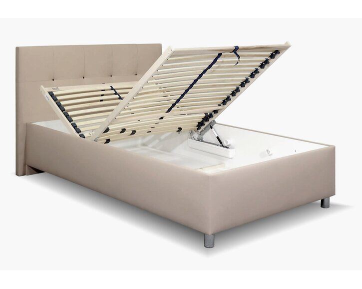 Čalúnená posteľ s úložným priestorom Crissy, 140x200, béžová