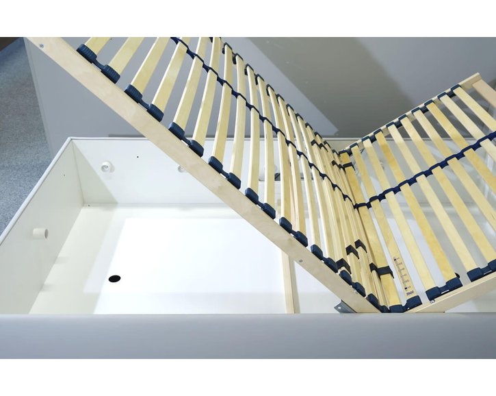 Čalúnená posteľ s úložným priestorom Crissy, 140x200, svetlo šedá