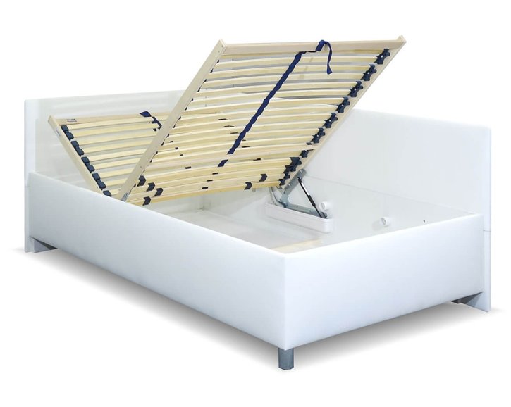 Vyvýšená čalúnená posteľ s úložným priestorom Ryana, 140x200, biela