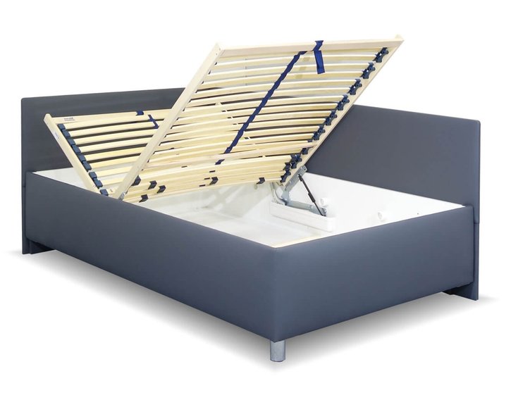 Vyvýšená čalúnená posteľ s úložným priestorom Ryana, 90x200, tmavo šedá