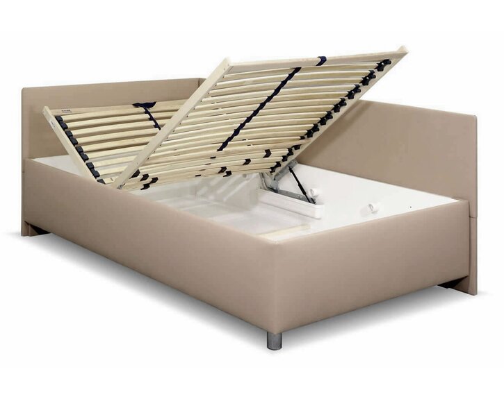 Vyvýšená čalúnená posteľ s úložným priestorom Ryana, 120x200, svetlo hnedá