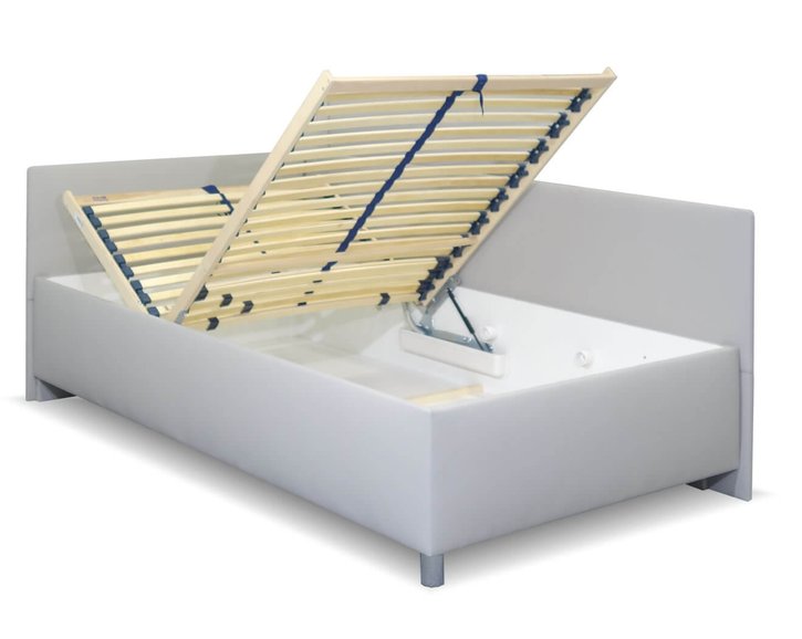 Vyvýšená čalúnená posteľ s úložným priestorom Ryana, 90x200, svetlo šedá