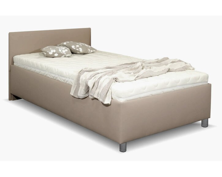 Vyvýšená čalúnená posteľ s úložným priestorom Lyoneta, 90x200cm, hnedá Vyvýšená čalúnená posteľ s úložným priestorom Lyoneta, 90x200cm, hnedá