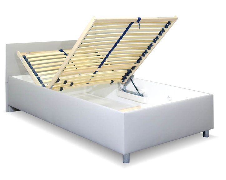 Vyvýšená čalouněná postel s úložným prostorem Lyoneta, 90x200, světle šedá Vyvýšená čalouněná postel s úložným prostorem Lyoneta, 90x200, světle šedá