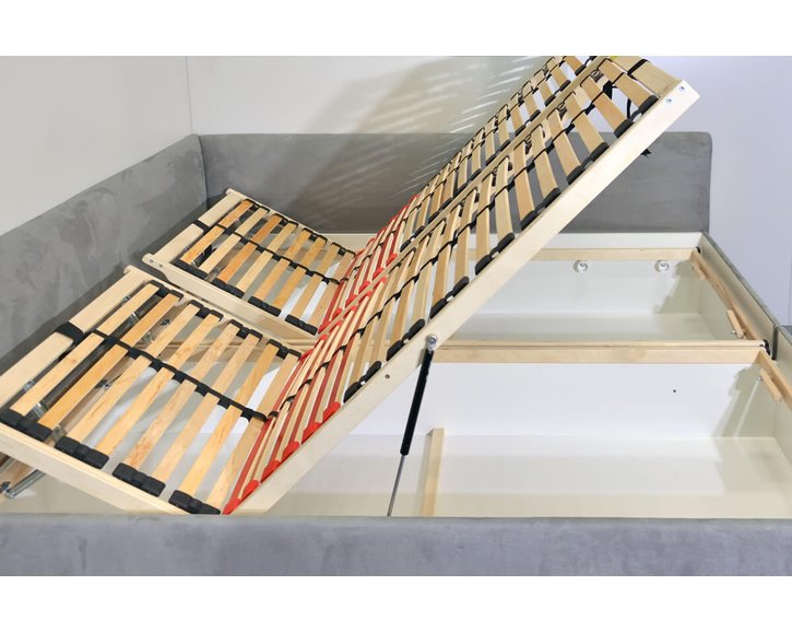 Rohová čalúnená posteľ dvojlôžko s úložným priestorom Ryana