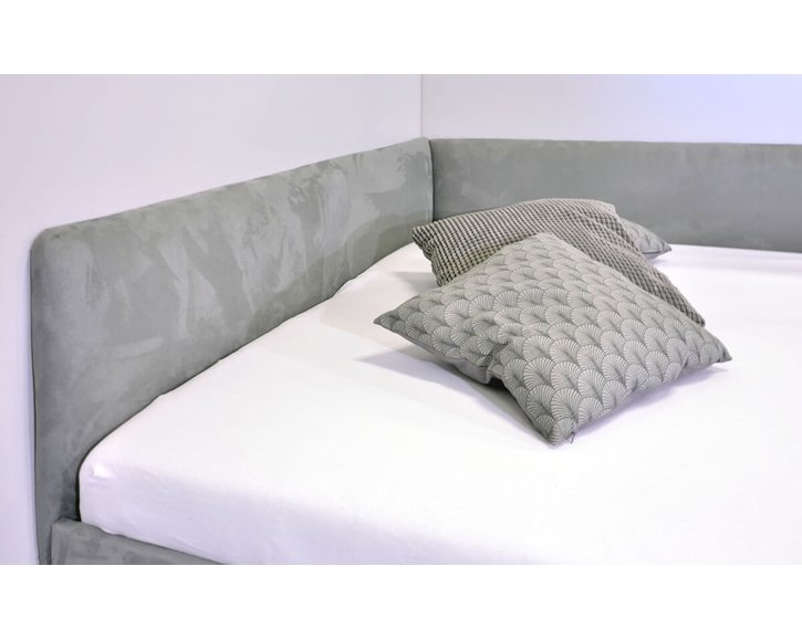 Rohová čalúnená posteľ dvojlôžko s úložným priestorom Ryana