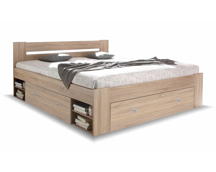 Posteľ s úložným priestorom NEPOLI 160x200,  dub sonoma
