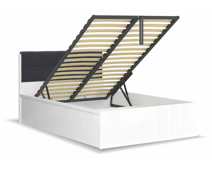 Posteľ s roštom a úložným priestorom Tetris, biela lesk - čierna