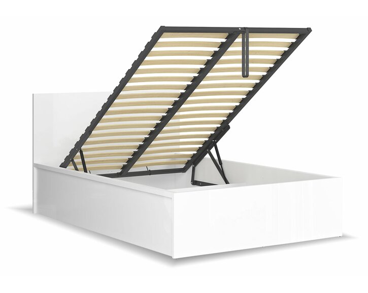 Posteľ s roštom a úložným priestorom  Tetris, biela lesk