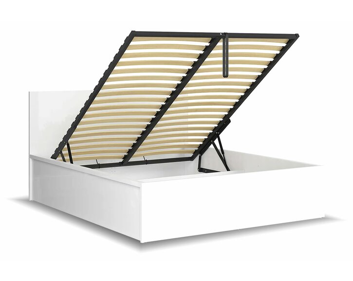 Posteľ s roštom a úložným priestorom Tetris, biela lesk