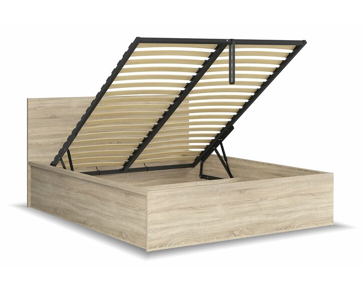 Posteľ dvojlôžko s úložným priestorom a roštom TETRIS dub sonoma