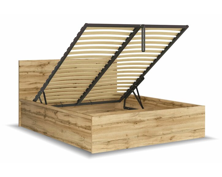 Posteľ s roštom a úložným priestorom a roštom Tetris, dub wotan