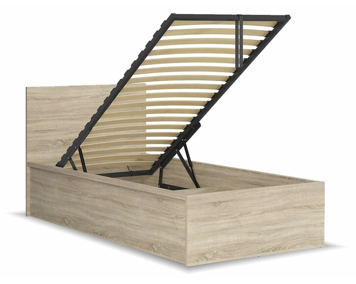 Posteľ jednolôžko s úložným priestorom a roštom TETRIS, dub sonoma