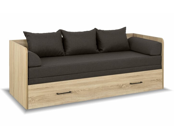 Rozkládacia posteľ s matracami a vankúšmi TETRIS, dub sonoma/hnedá Rozkládacia posteľ s matracami a vankúšmi TETRIS, dub sonoma/hnedá