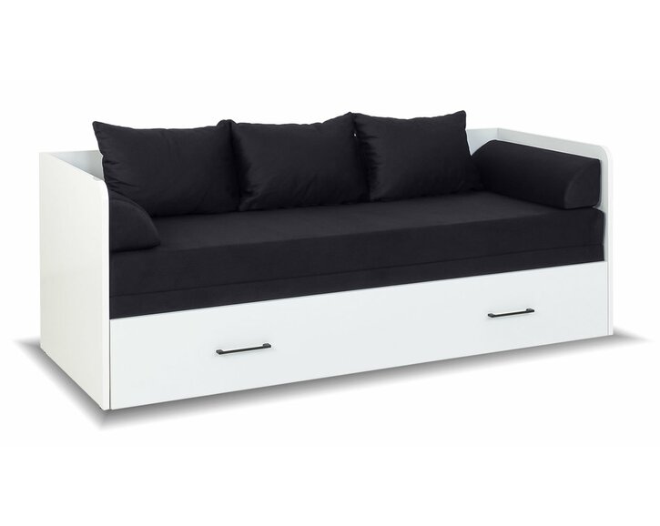 Rozkládacia posteľ s matracami a vankúšmi TETRIS, biela lesk/čierna Rozkládacia posteľ s matracami a vankúšmi TETRIS, biela lesk/čierna