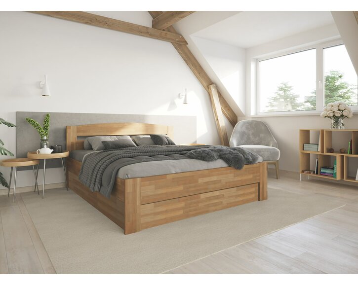 Interiér - posteľ s úložným priestorom ANTONIO, masív buk