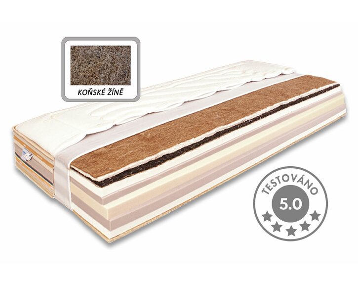 Stredne tuhý pírodný matrac HORSE BAMBOO 26cm, 90x220cm, 150kg, konské vlasy