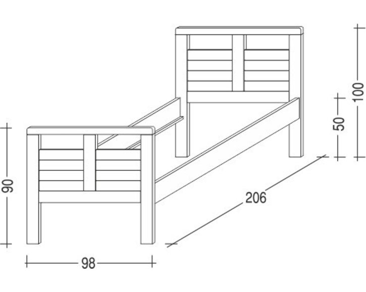 Posteľ z masívu Theo II. - Ošetrovateľská, 90x200, masív smrek Posteľ z masívu Theo II. - Ošetrovateľská, 90x200, masív smrek