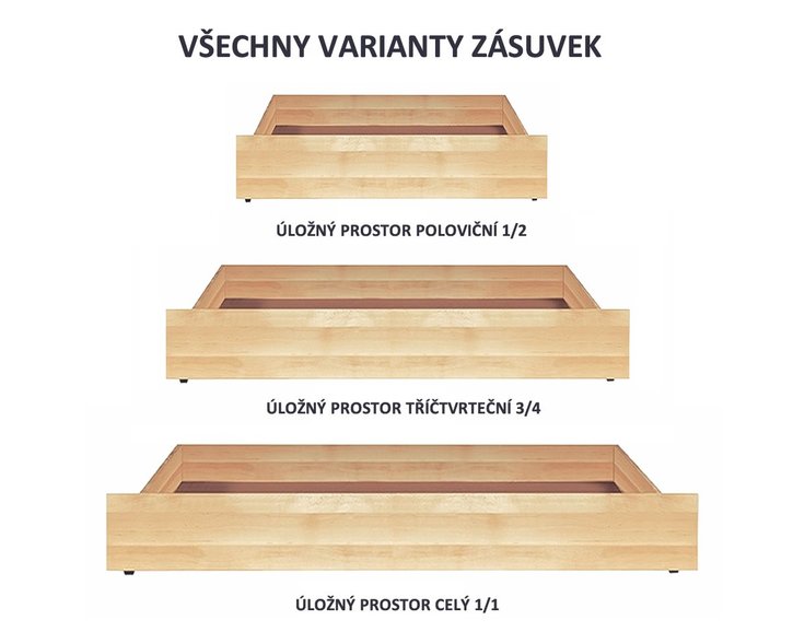 Úložný priestor celý pod postele BW, masív buk Úložný priestor celý pod postele BW, masív buk