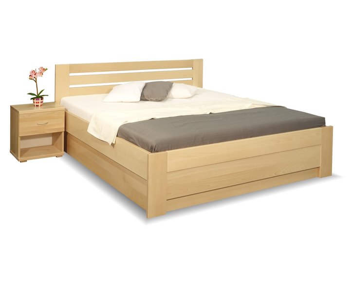 Zvýšená posteľ s úložným priestorom Rita, 160x200, 180x200, masív buk