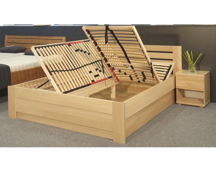 Zvýšená posteľ s úložným priestorom Rita, 160x200, 180x200, masív buk
