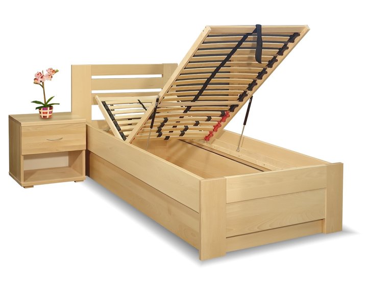 Posteľ s úložným priestorom Rita, 90x200, 80x200, masív buk Posteľ s úložným priestorom Rita, 90x200, 80x200, masív buk