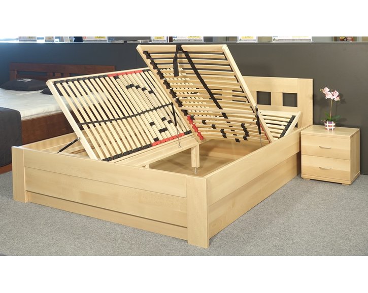 Zvýšená posteľ s úložným priestorom Rocco, 160x200, 180x200, masív buk