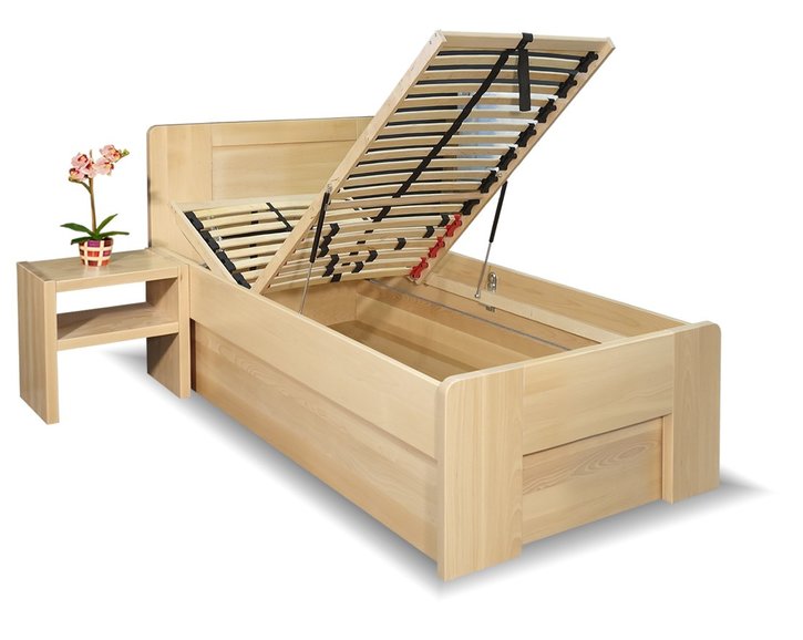 Posteľ s úložným priestorom Dan, 80x200, 90x200, masív buk Posteľ s úložným priestorom Dan, 80x200, 90x200, masív buk