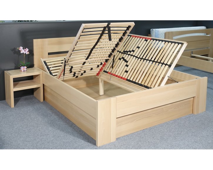 Zvýšená posteľ s úložným priestorom Matěj, 160x200, 180x200, masív buk