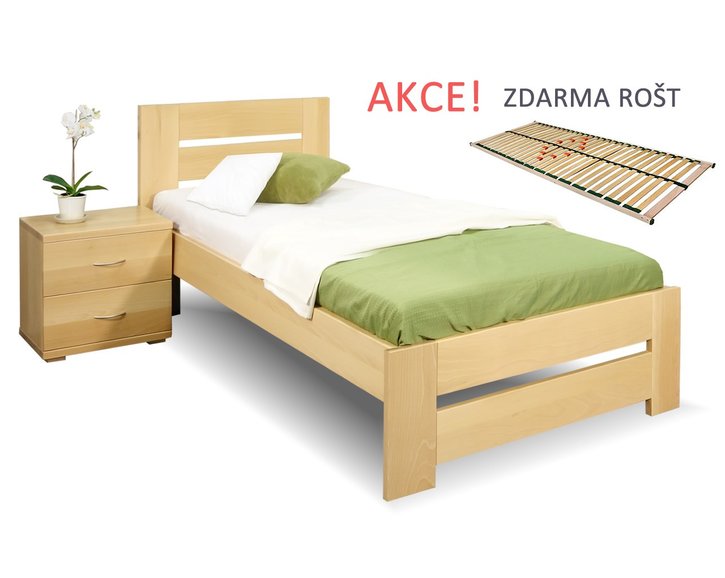 Drevená posteľ s roštom Berni, 80x200, 90x200, masív buk Drevená posteľ s roštom Berni, 80x200, 90x200, masív buk