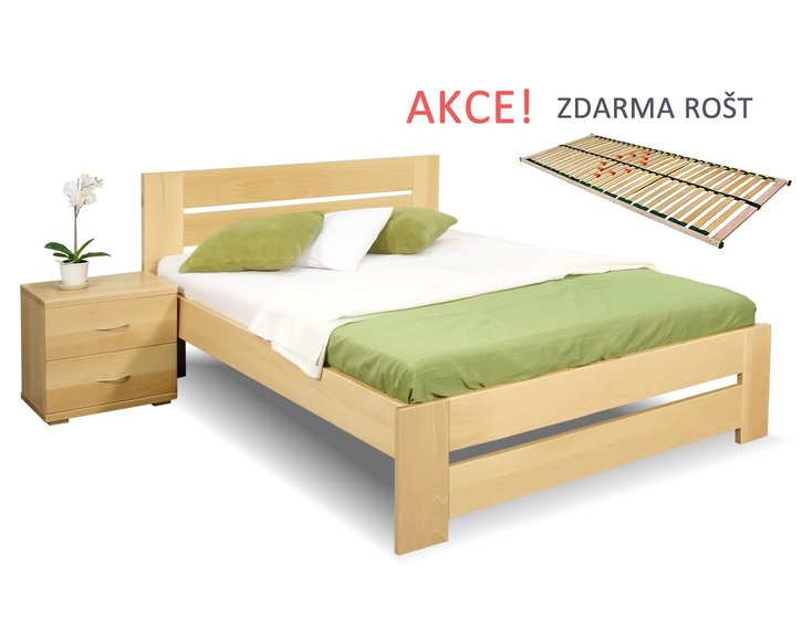 Drevená posteľ s roštom Berni, 120x200, 140x200, masív buk Drevená posteľ s roštom Berni, 120x200, 140x200, masív buk