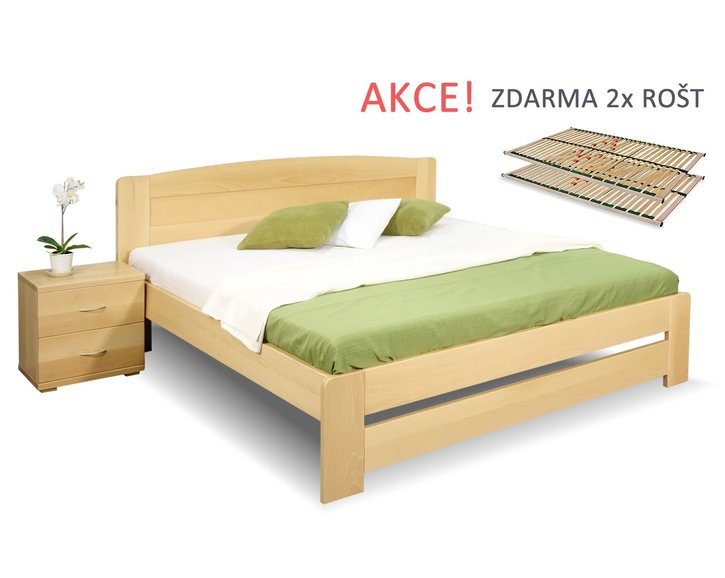 Posteľ s roštmi Justina, 160x200cm, 180x200cm, masív buk Posteľ s roštmi Justina, 160x200cm, 180x200cm, masív buk