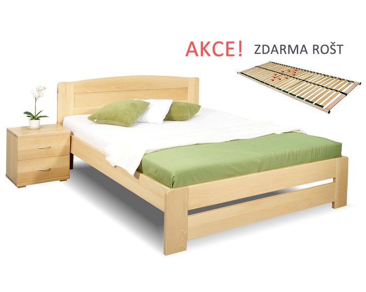Posteľ s roštom Justina, 120x200cm, 140x200cm, masív buk Posteľ s roštom Justina, 120x200cm, 140x200cm, masív buk