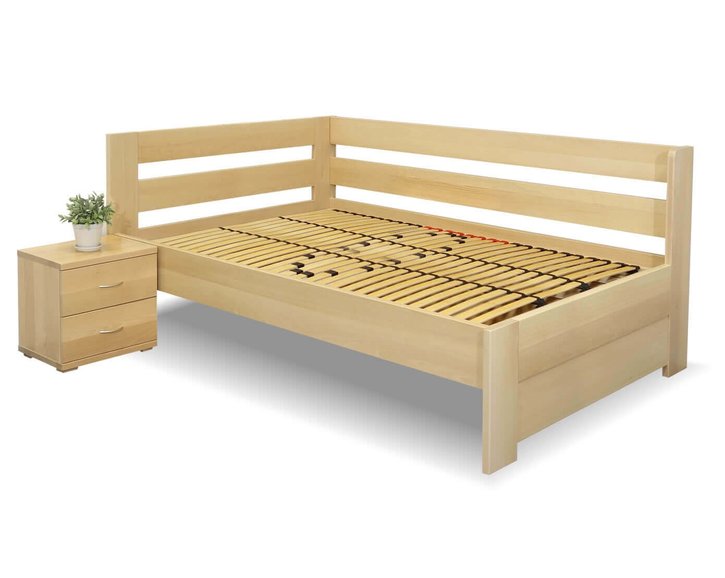 Vyvýšená posteľ Valentin-Ľavá, 120x200 cm, masív buk Vyvýšená posteľ Valentin-Ľavá, 120x200 cm, masív buk